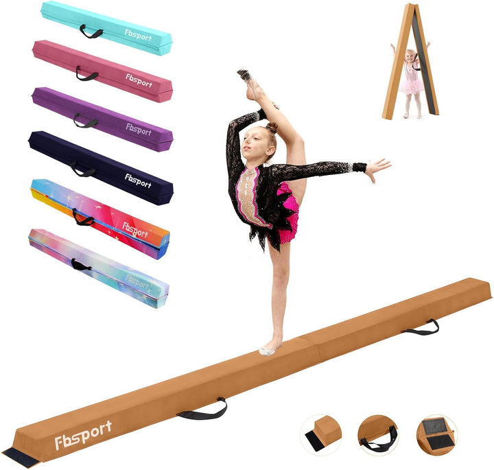 FBSPORT Schwebebalken, Faltender Schwebebalken Kinder, Gymnastik Balance Balken,Beflockungsschicht B