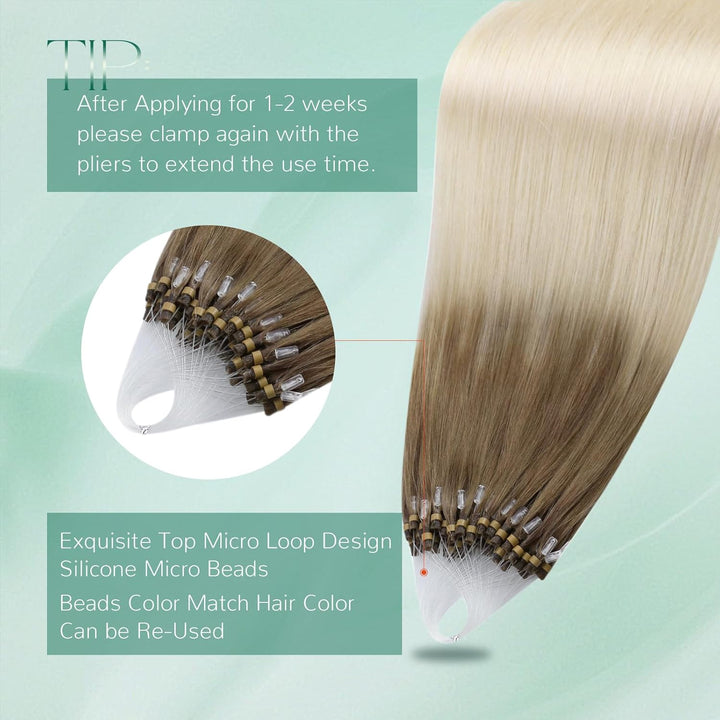 Easyouth Extensions Microring Echthaar Balayage Braun Micro Ring Extensions Remy Echthaar Micorirng