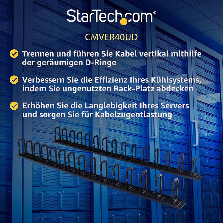 StarTech.com Vertikales Server-Rack-Kabelmanagement - 40U Ringe für Vertikales Kabelmanagement - Kab