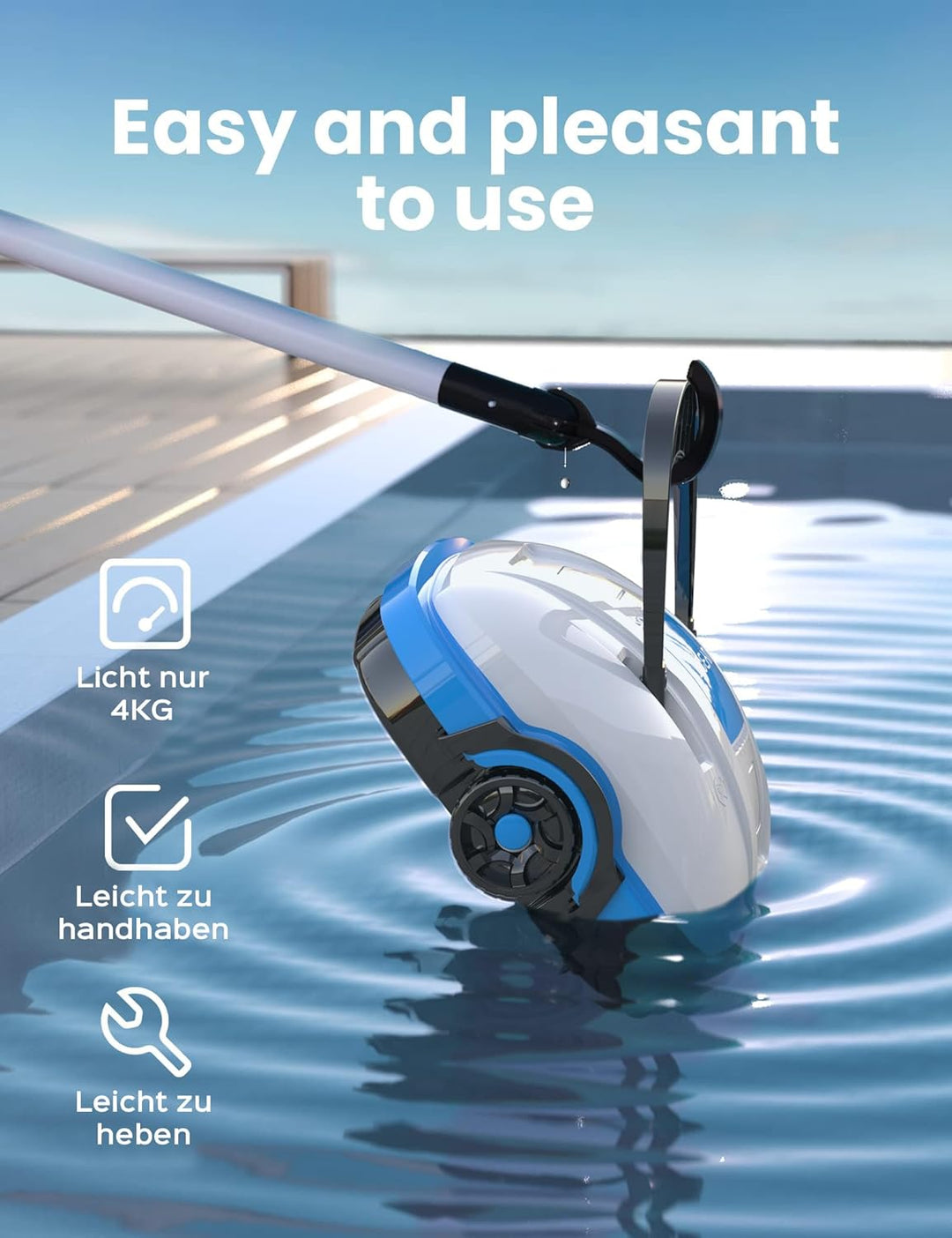 WYBOT Poolroboter, Poolsauger Akku mit Dual-Antriebsmotoren, Automatisches Parken, Automatische Pool