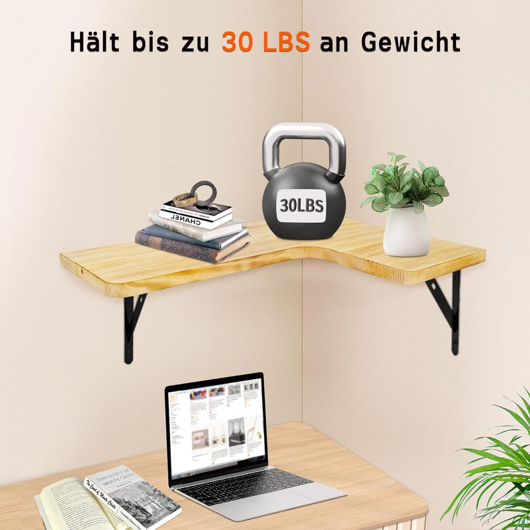 GOQELK Compact Corner Shelves-Eckregal Hängend aus Kiefernholz,Eckregal Holz Regal Wand,Corner Shelf
