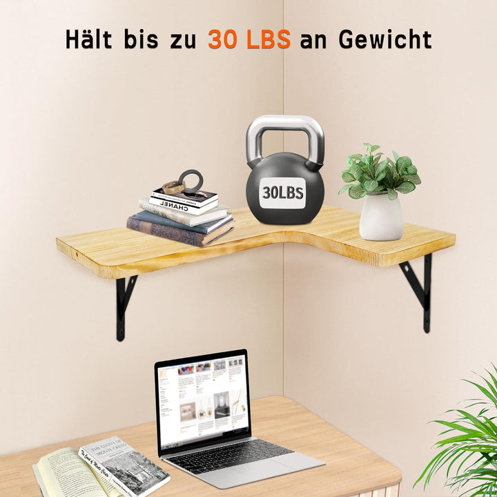 GOQELK Compact Corner Shelves-Eckregal Hängend aus Kiefernholz,Eckregal Holz Regal Wand,Corner Shelf