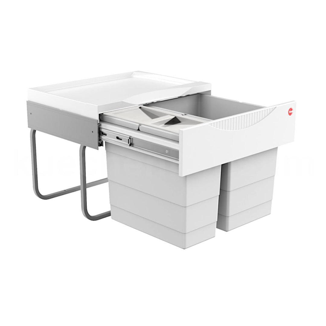 Hailo Abfallsammler 3644702 | Raumspar-Tandem-S | 30L Einbau-Mülleimer | 2-fach Trennung 18 + 12 Lit