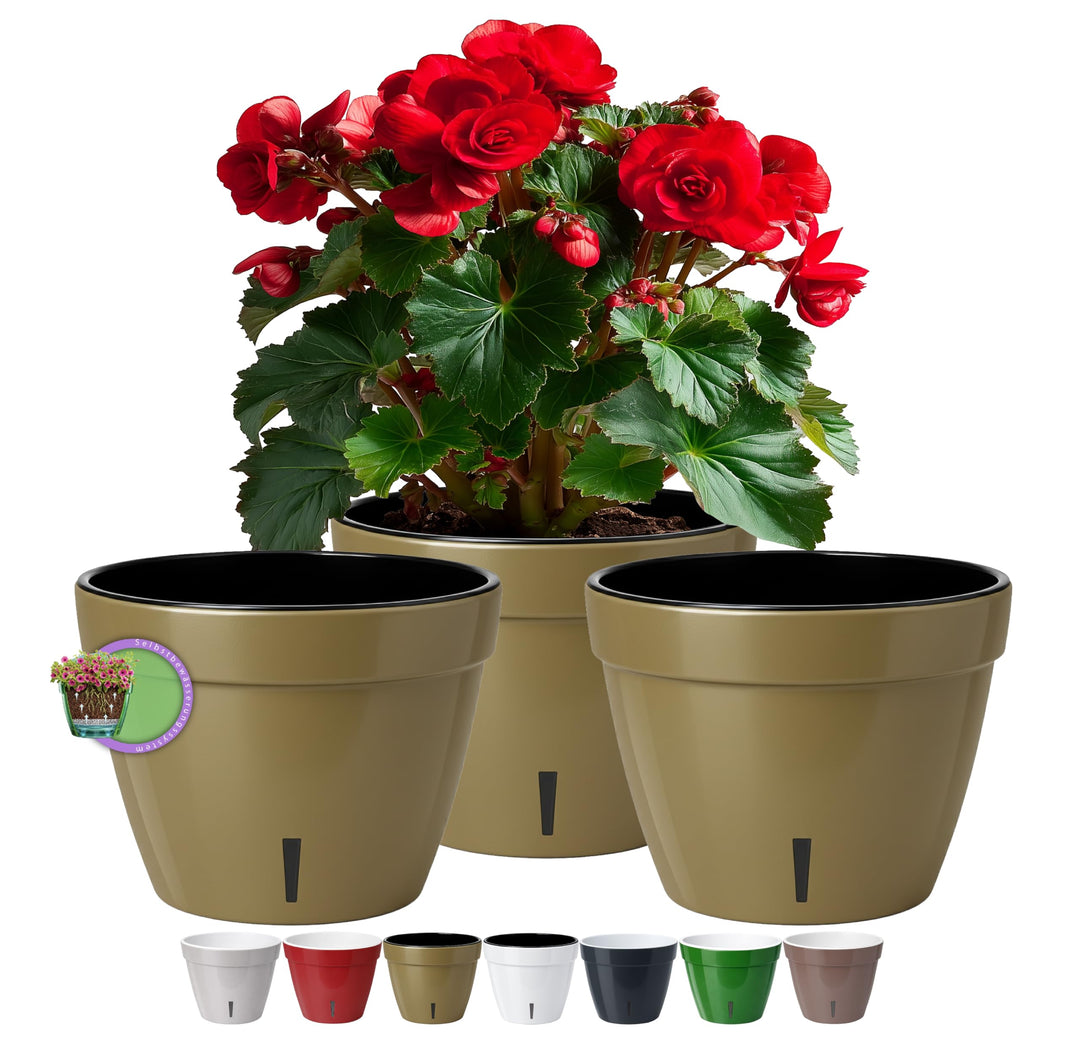 Santino ASTI 3er Set 34CM Selbstwässernder Blumentopf mit Wasserstandsanzeiger für Anlagen, Blumen,