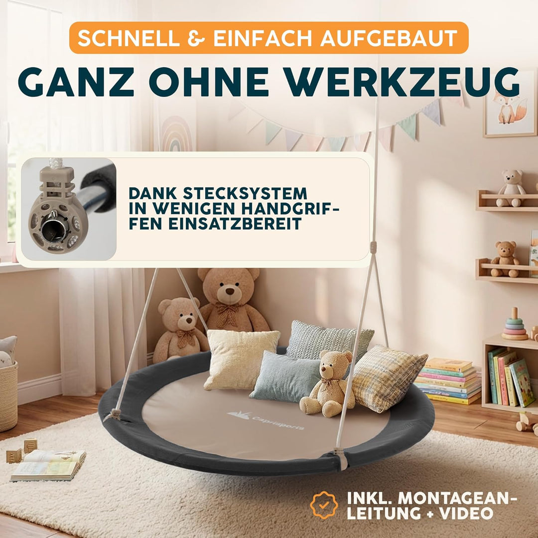 Nestschaukel Outdoor - [inkl. Abdeckhaube] - TÜV/GS geprüft - Höhenverstellbare Schaukel Outdoor und