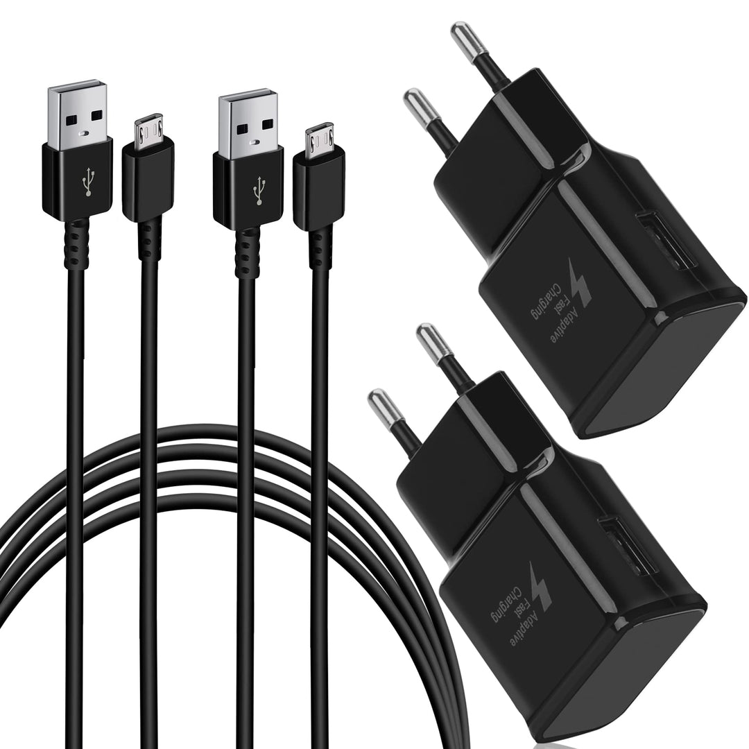USB Ladegerät Schnellladegerät 2A mit 1,5 m langem Micro-USB-Kabel Kompatibel mit Samsung Galaxy S7/