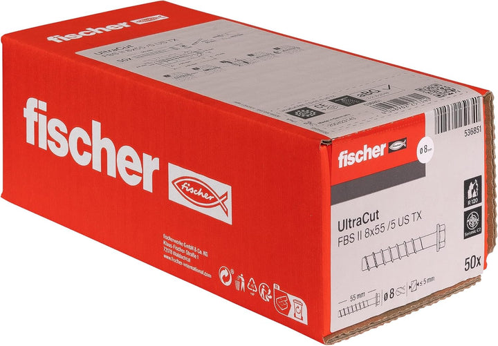 fischer UltraCut FBS II 8x55 5/- US TX Sechskant, leistungsstarke Betonschraube für den Innenbereich