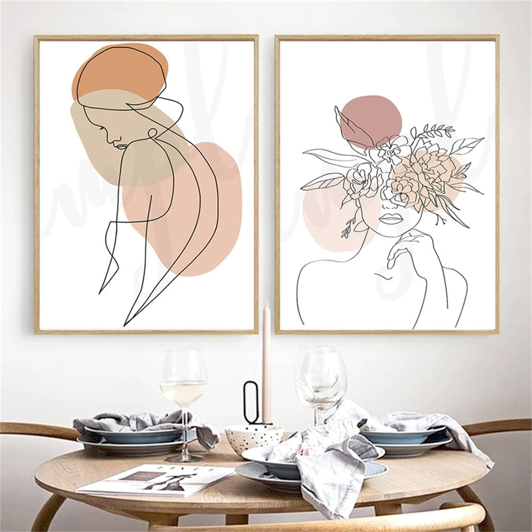 TROYSINC 3er Poster Set, Premium Abstrakte Leinwandbilder, Kunst Line Beige Wandbilder, Aesthetic Bi