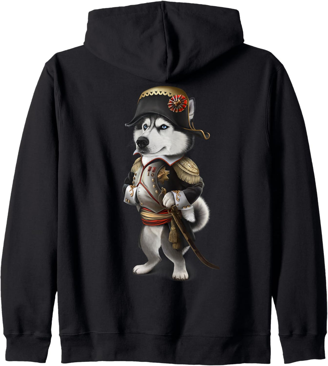 Siberian Husky Hund als Napoleon Bonaparte aus Frankreich Kapuzenjacke