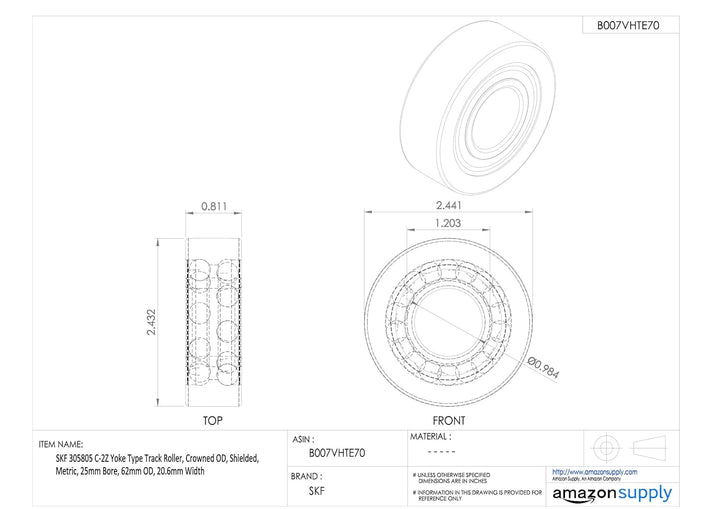SKF 305805 C-2Z Radial-Kugellager, eckig, Stahl