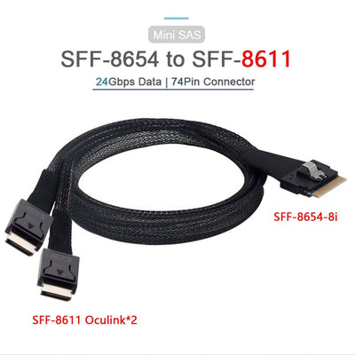 ChenYang CY SFF-8654 8i 74Pin zu Dual Oculink SFF-8611 PCI-E Ultraport Slimline SAS Slim 4.0 Kabel 5