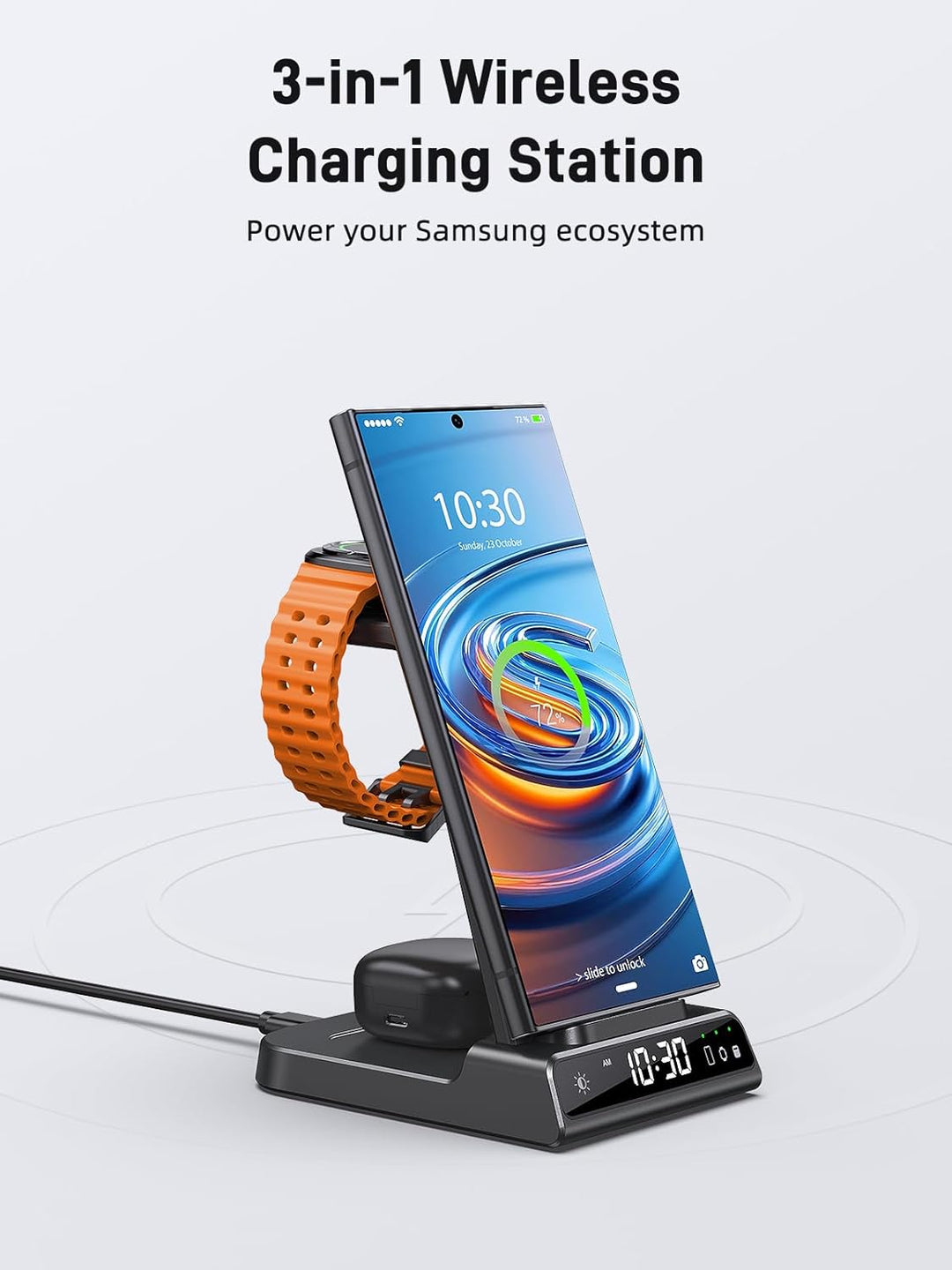Wireless Charger für Samsung Galaxy S24 Ultra, Induktive ladestation für Samsung Watch 6, 3 in 1 lad