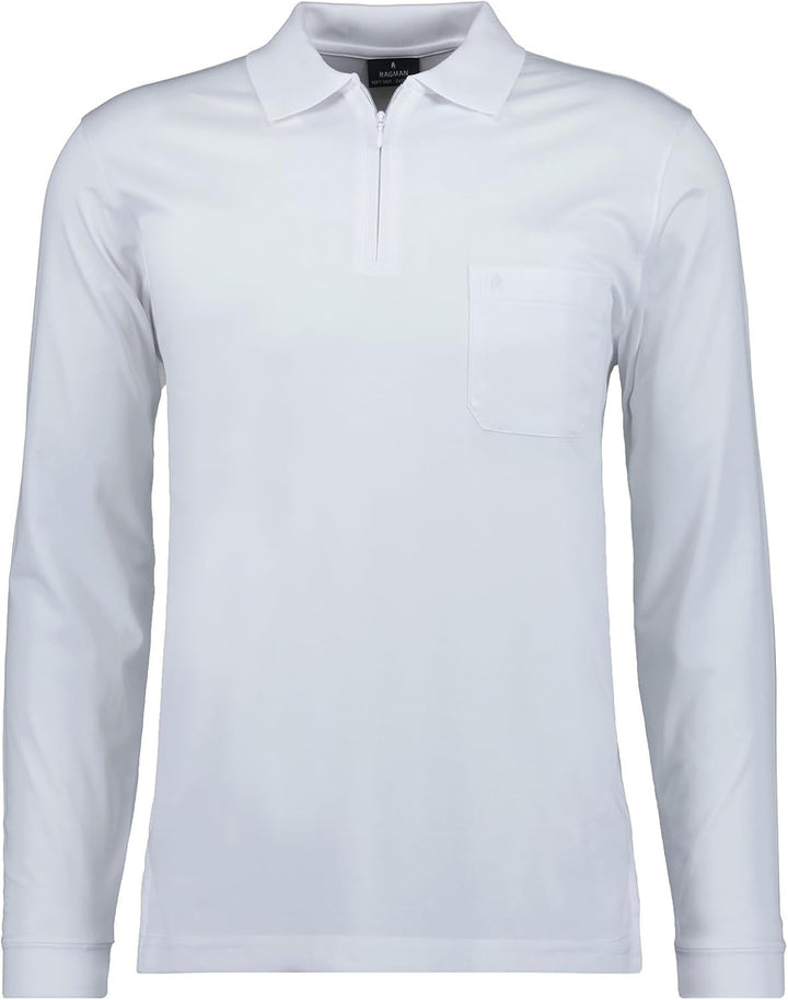 RAGMAN Herren Softknit-Polo Fineliner, Langarm M Weiss-006, M Weiss-006