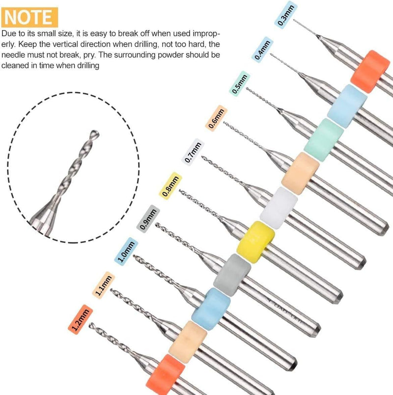 WholeFire 60 Stück Schraubstock-Handbohrer, 0,3–1,2 mm PCB-Mini-Bohrer und 0,5–3,0 Spiralbohrer mit