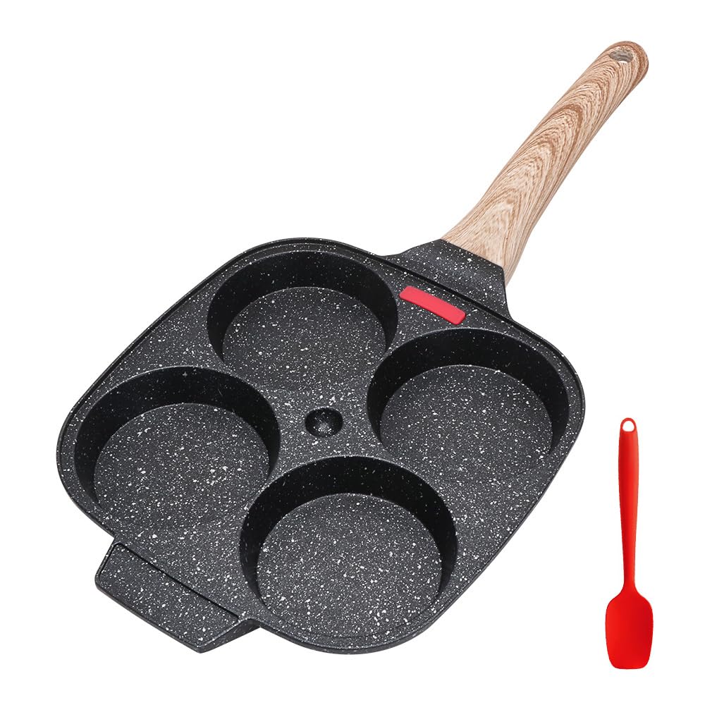 Bobikuke Spiegeleipfanne, Pancake Pfanne 4 Loch Augenpfanne Antihaft-Aluminium Pfanne für Frühstück