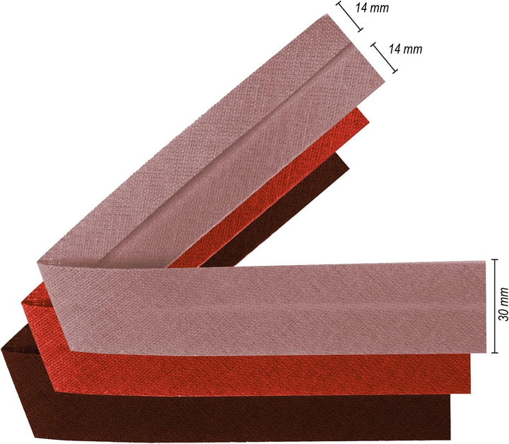 TEXTEX = 30 mm Breites Schrägband. 50% Baumwolle und 50% Polyester. Packung mit 3 Stück à 10 m - (Bi