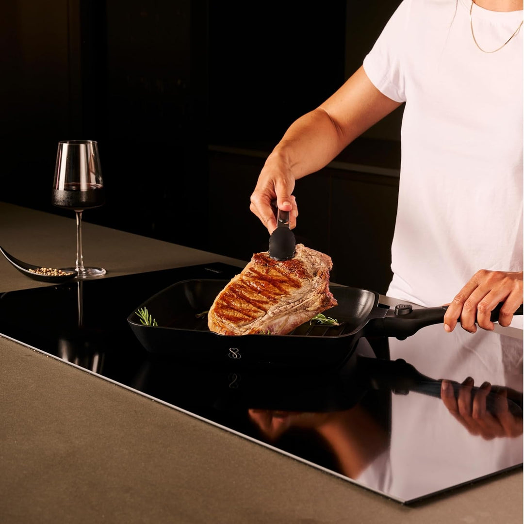 Stone&Stone Quadratische Grillpfanne 28x28 cm | Profi Bistecchiera | Deutsche Antihaftbeschichtung G