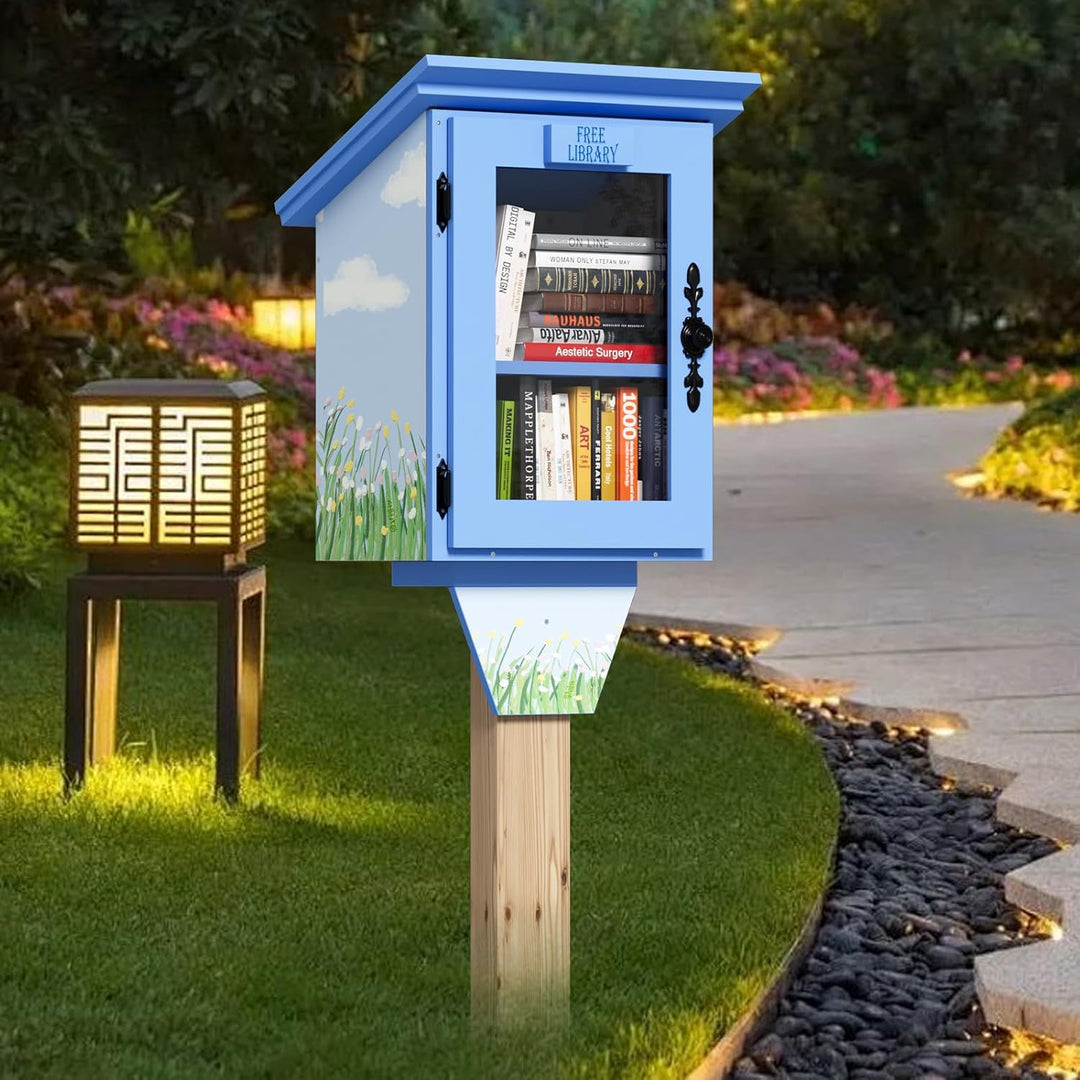MSFE Kinderregal Bücherregal, Doppelte Kleine Bibliothek Box für Draussen mit Regal, Hängeregal DIY-