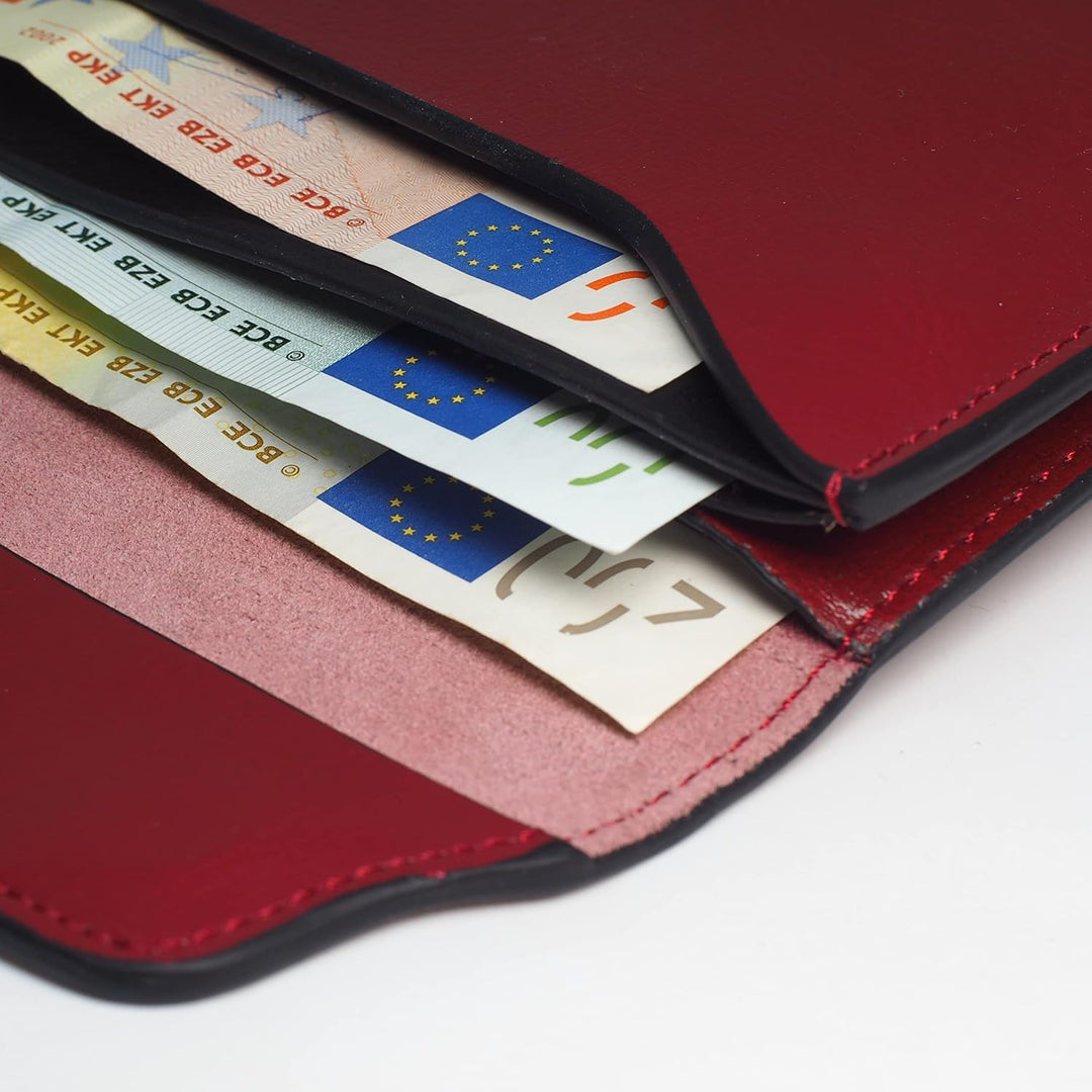 BAWAKO grosse geldbörse aus Leder, Portemonnaie im Langformat für Geldschein Ausweis Karten Handy, m