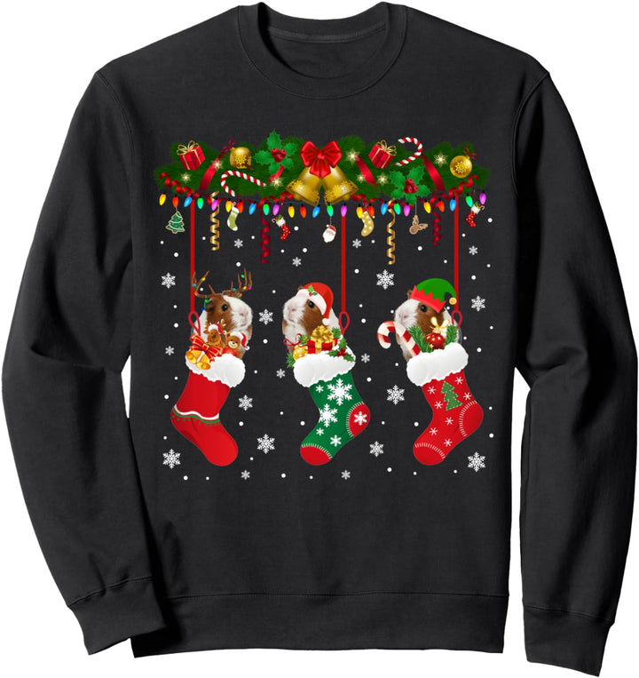 Guinea Pig In Xmas Socks Christmas Santa Elf Reindeer Lover Sweatshirt