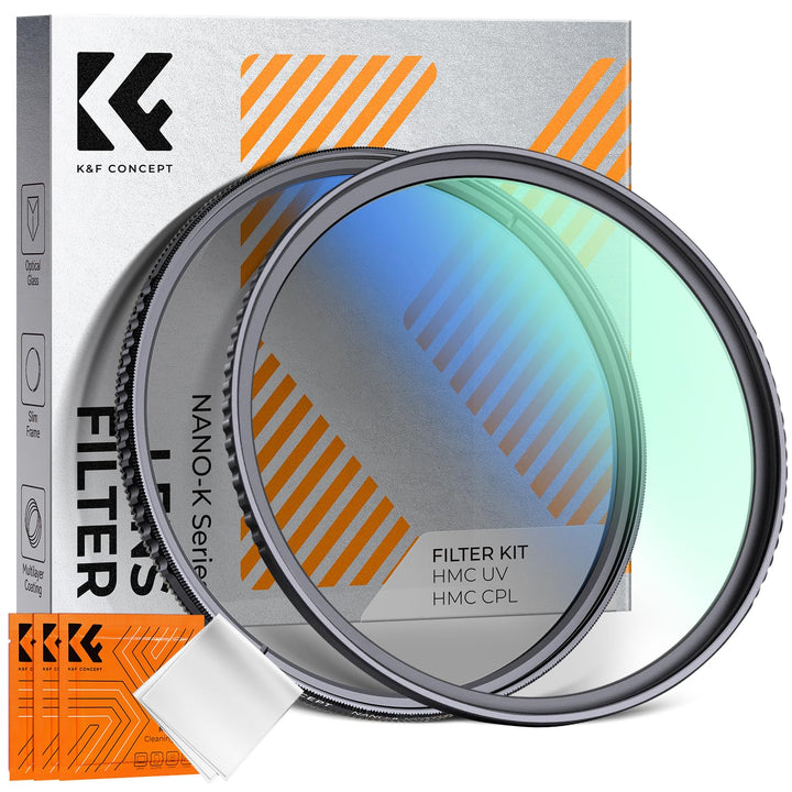 K&F Concept Filterset K-Serie Polfilter CPL Filter + MCUV Filter, Zirkularer Polarisationsfilter & U
