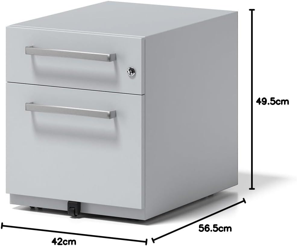 BISLEY Rollcontainer Note mit Griff, 1 Universalschublade, 1 HR-Schublade, Metall, 645 Lichtgrau, 56