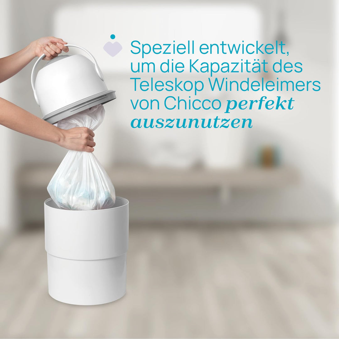 Chicco Odour Off Pouches, Toilettenfresser Beutel, Teleskop Müllbeutel, dreilagiges stabiles Materia