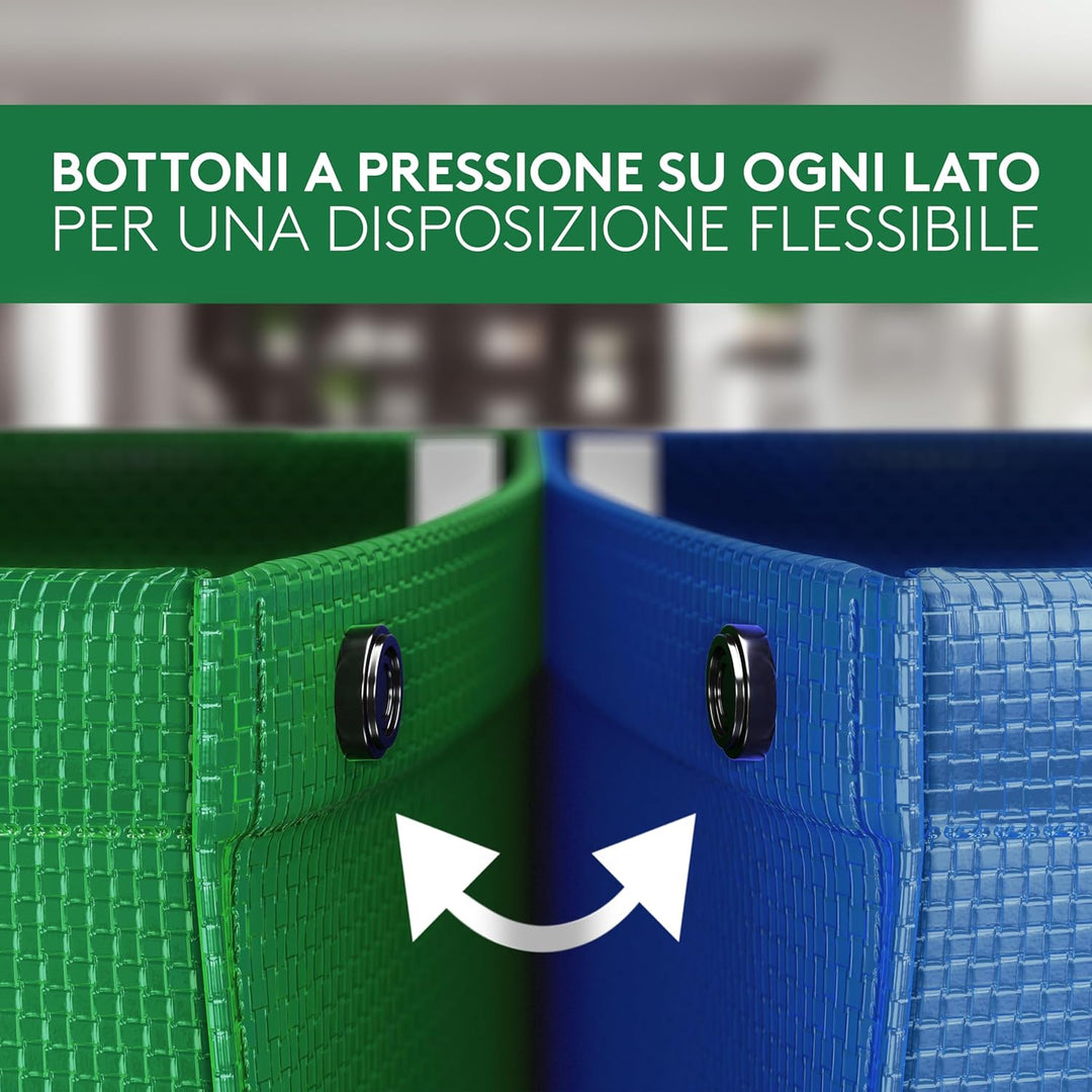 PTMS® Mülleimer 3 Fächer MAXI XL extra gross - Mülltrennsystem Taschen für Papier, Glas & Plastik -