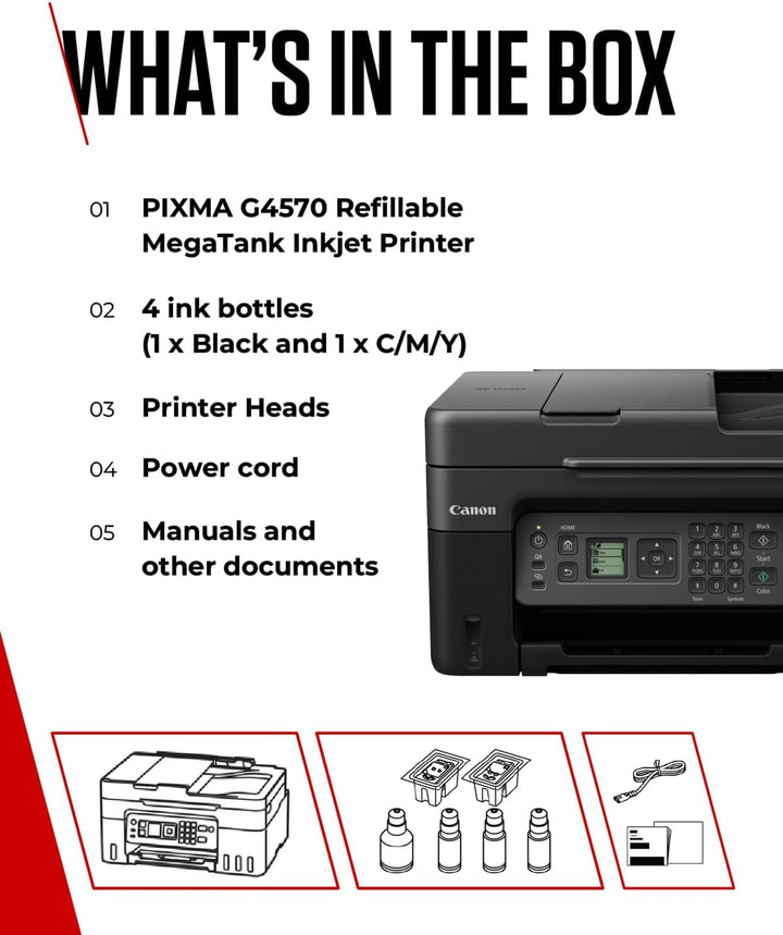 Canon PIXMA G4570 Serie – All-in-One MegaTank Drucker, Kopierer, Scanner und Faxgerät für den Heimge