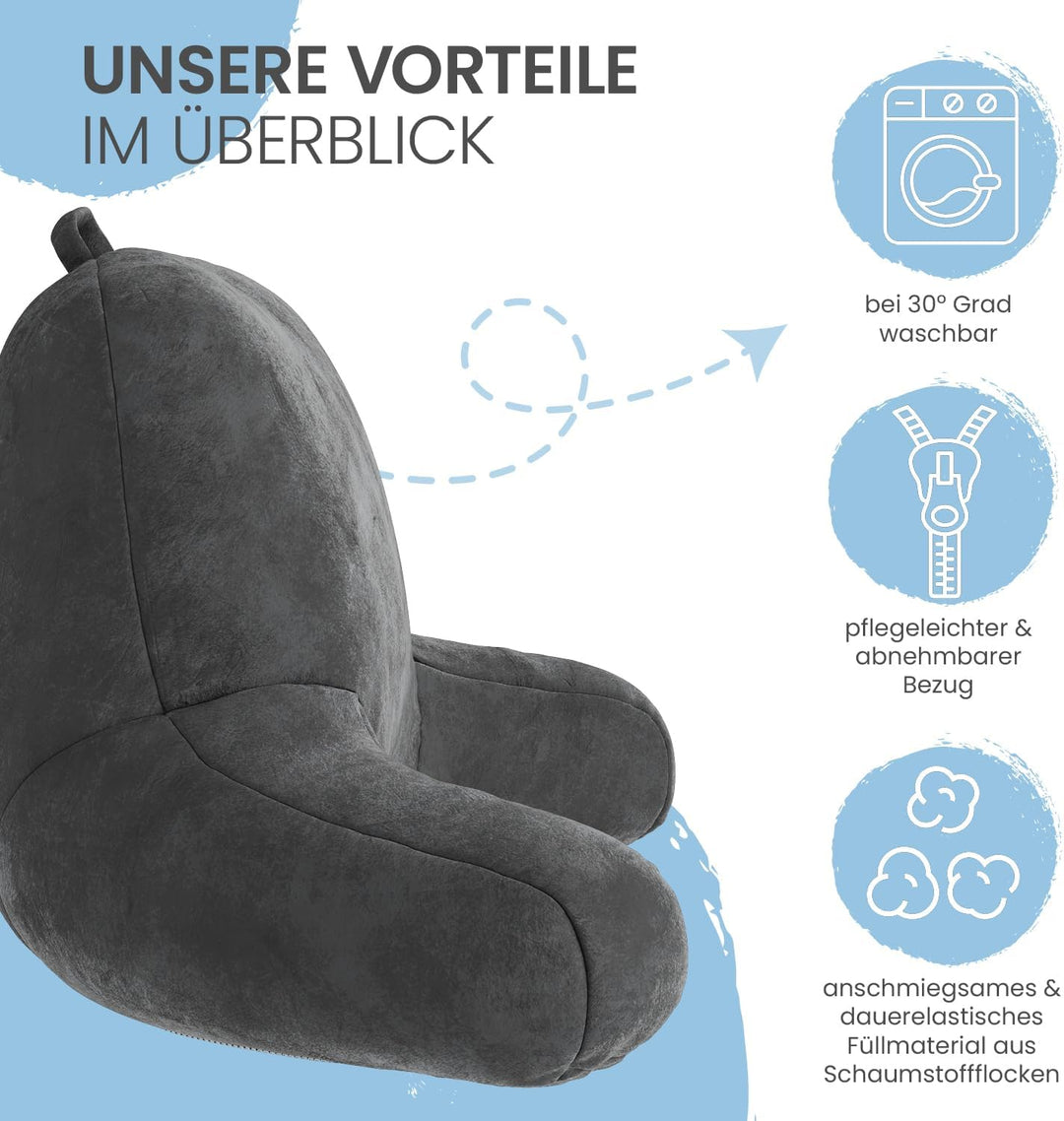 maxVitalis Rückenkissen, Lesekissen für Bett und Sofa mit Armlehnen – Ideal als Rückenstütze für meh