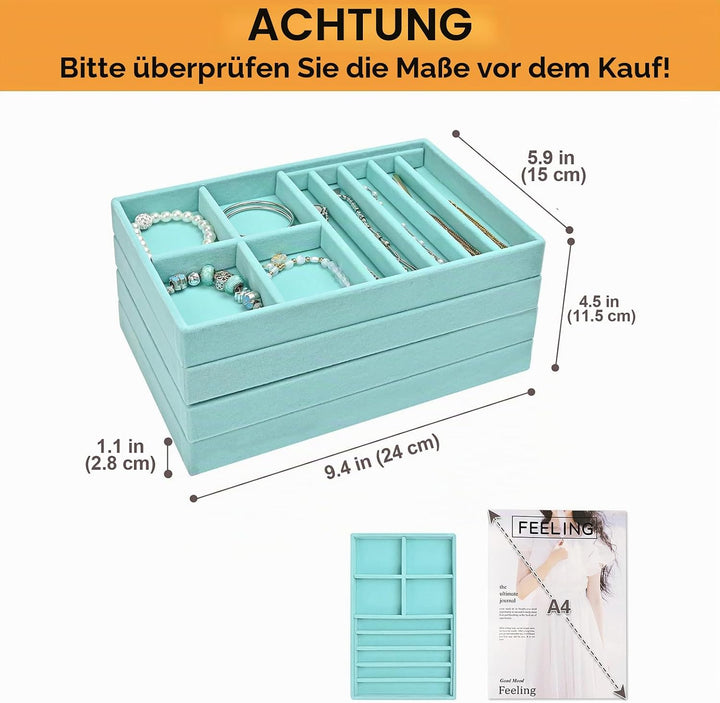 ProCase Schmucktablett Organizer mit 4 Schmuckschalen, Stapelbar Schmuck Schublade Organizer, Schmuc