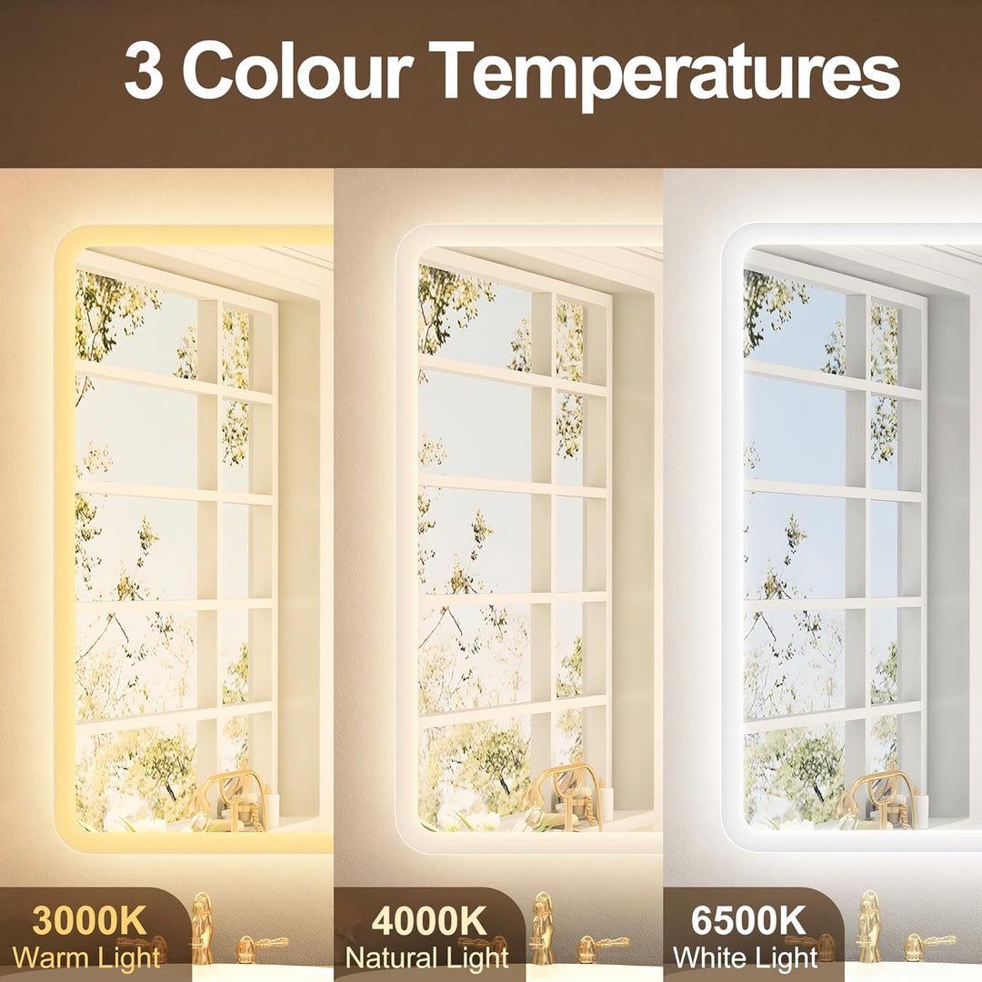 STARLEAD Badspiegel-mit-Beleuchtung 80x80 cm, LED-Bad-Spiegel-mit Bluetooth, Entfoggen, IP44 Badezim