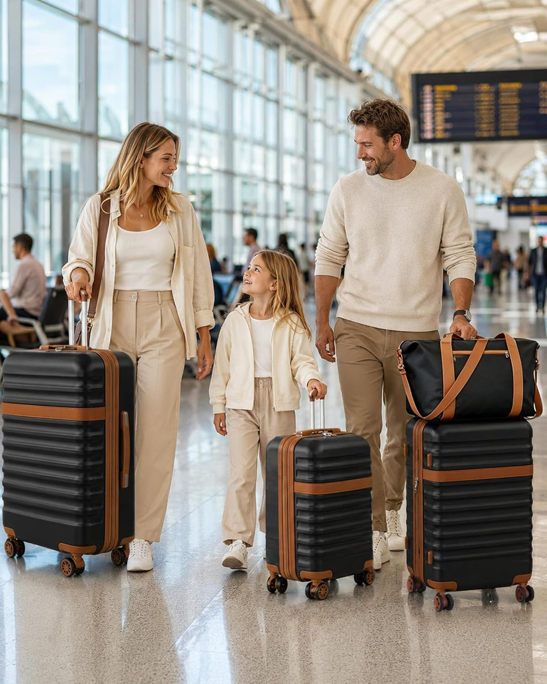 KONO Reisekoffer 3er Set, Erweiterbar Hartschalenkoffer Gross mit 4 Rollen und TSA Schloss, leichte