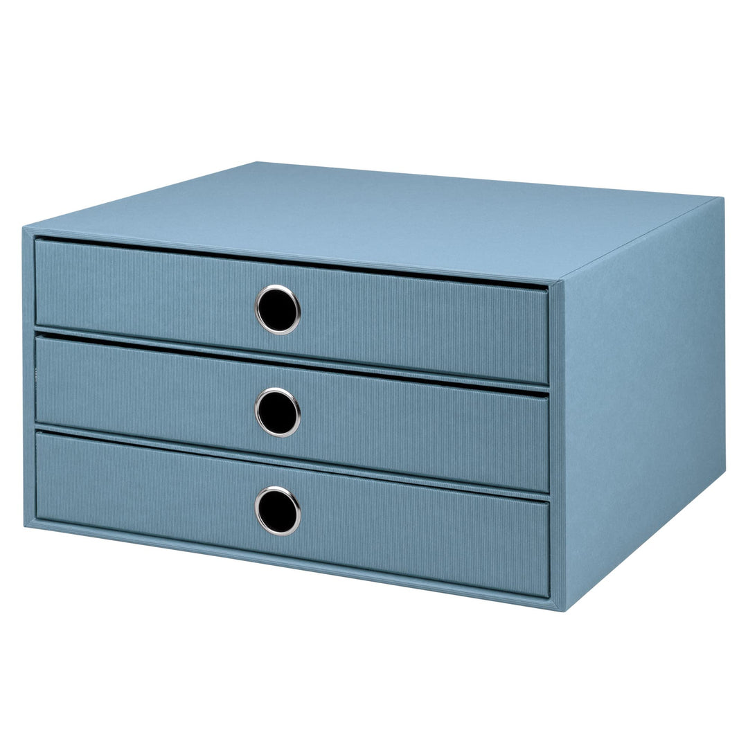 Rössler 1524452153 - S.O.H.O. 3er Schubladenbox für DIN A4, mit Griffloch, Denim, 343 x 250 x 185 mm