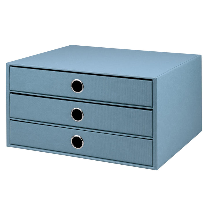 Rössler 1524452153 - S.O.H.O. 3er Schubladenbox für DIN A4, mit Griffloch, Denim, 343 x 250 x 185 mm