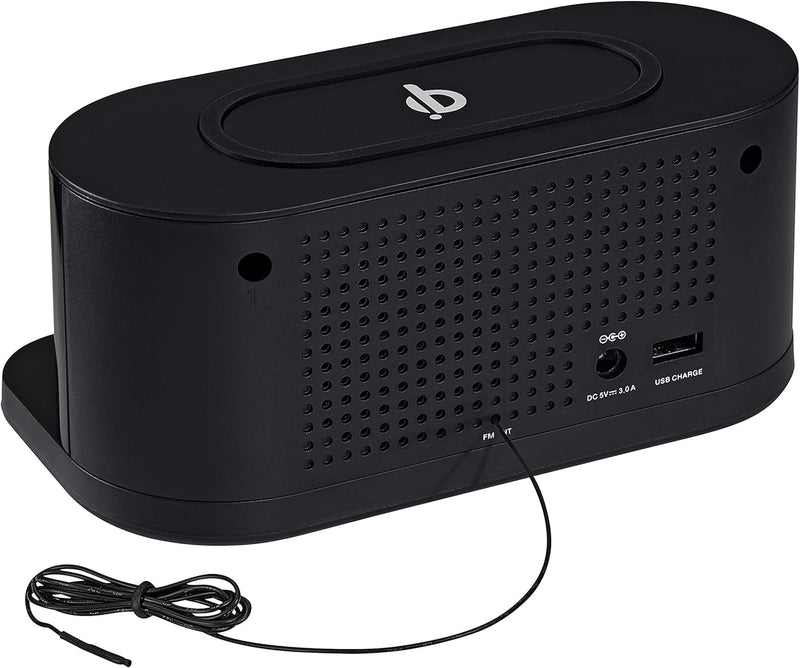 PEDEA FM Radiowecker mit induktiver QI-Ladefunktion und dimmbarem Display, Snooze, Dual Alarm und Sl
