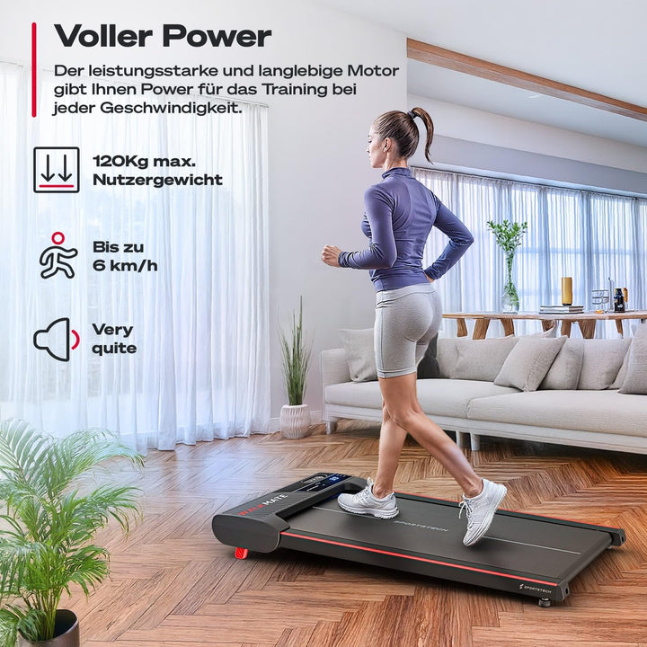 Sportstech Walking Pad - Laufband Für Zuhause mit Steigung bis 5% | 1-6km/h, inklusive App Mitglieds