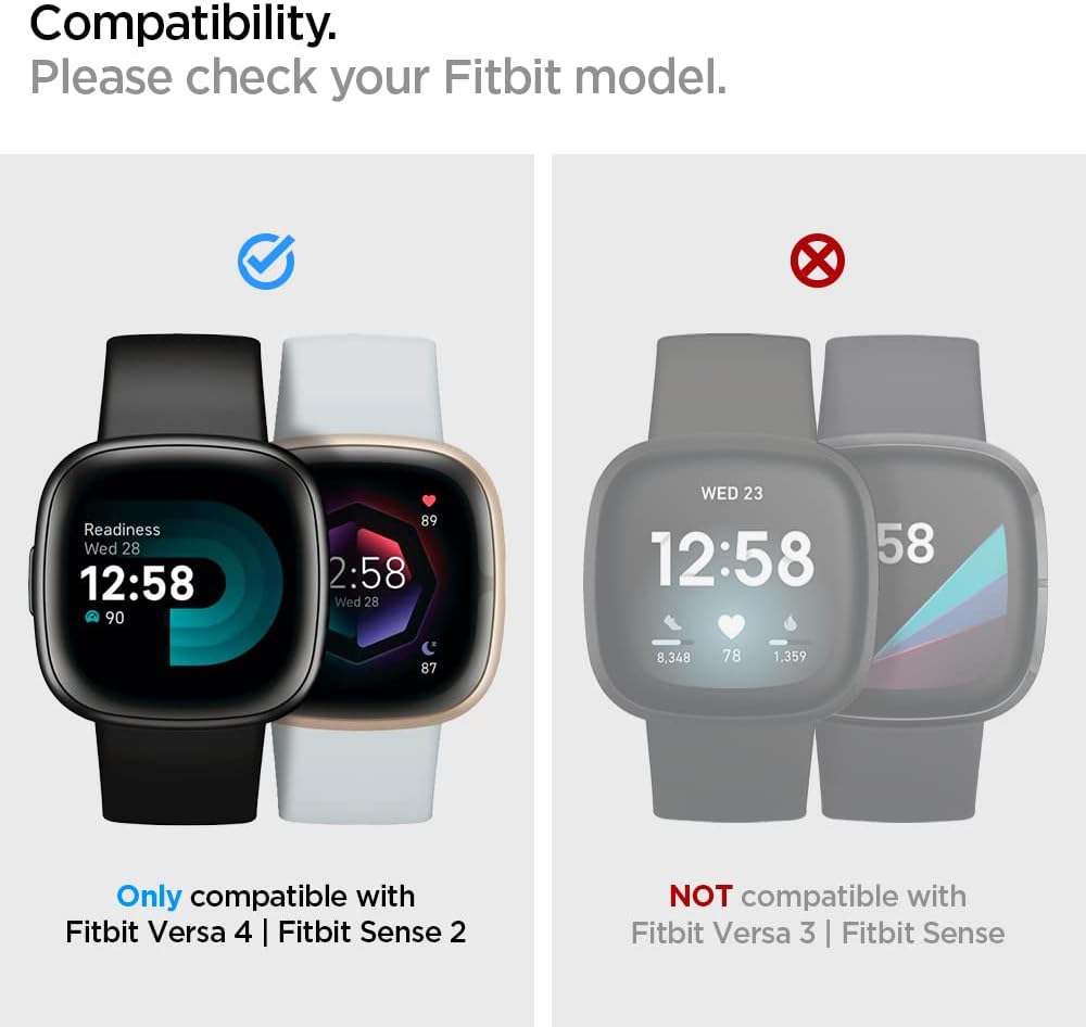 Spigen Rugged Armor Pro Hülle mit Band für Fitbit Versa 4 / Sense 2 | TPU-Unibody-Hülle mit Armband,