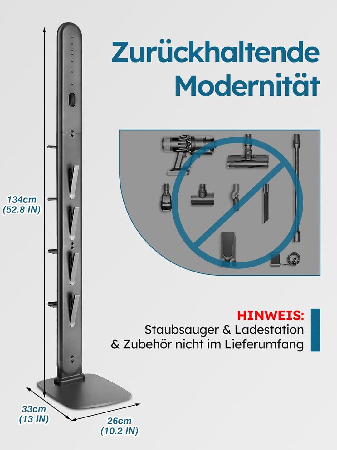 Ständer kompatibel mit Dyson G5 V15 V12 V11 V10 V8 V7 V6,Metall Halterung mit 4 Haken & 4 Regale für