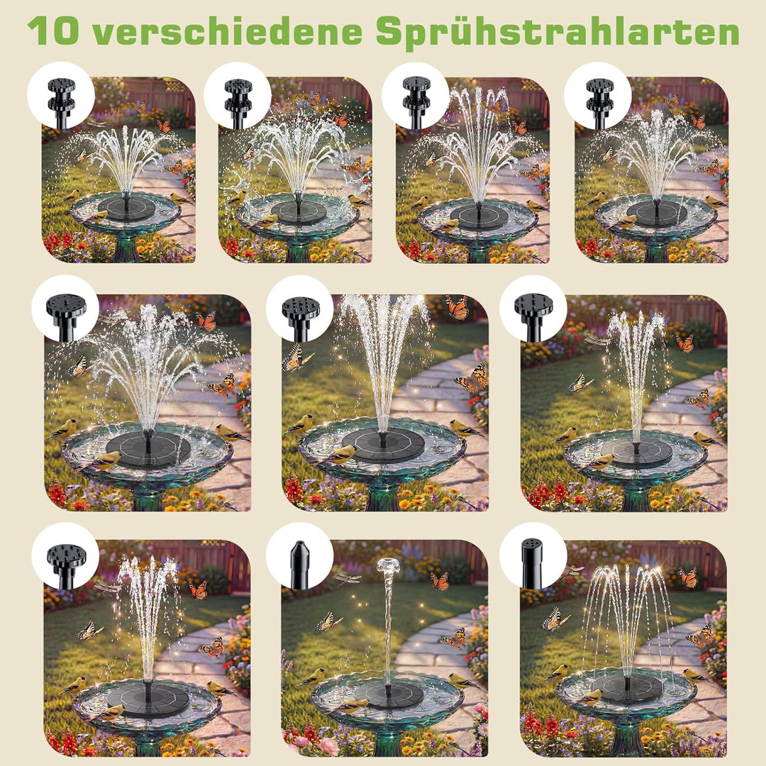 AISITIN Solarbrunnen für Draussen, Solar Springbrunnen für Aussen 3,5W Eingebaute 1500 mAh Akku mit