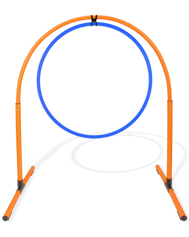 Hoopers Hoop mit Ring 70 – Agility Hoopers Reifen für Hundetraining – Hoop Orange/Sprungring Blau
