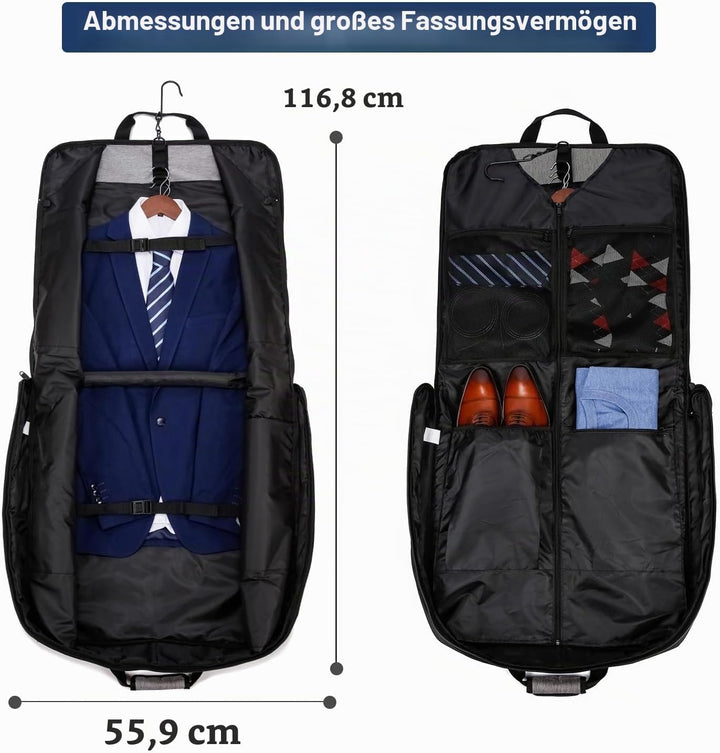 Reise Anzugtasche für Herren - Grosser 40 Zoll Handgepäck Kleidersack für bis zu 3 Anzüge bei Busine