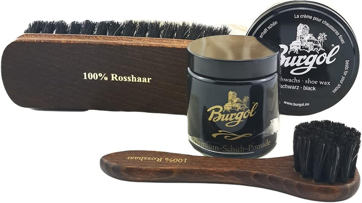 Schuhpflegeset für Glattleder-Schuhe: Farbe: Schwarz