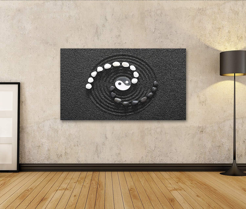 islandburner Bild auf Leinwand Zen Steine Mit Yin Und Yang Bilder Wandbilder Poster Leinwand 80x40cm