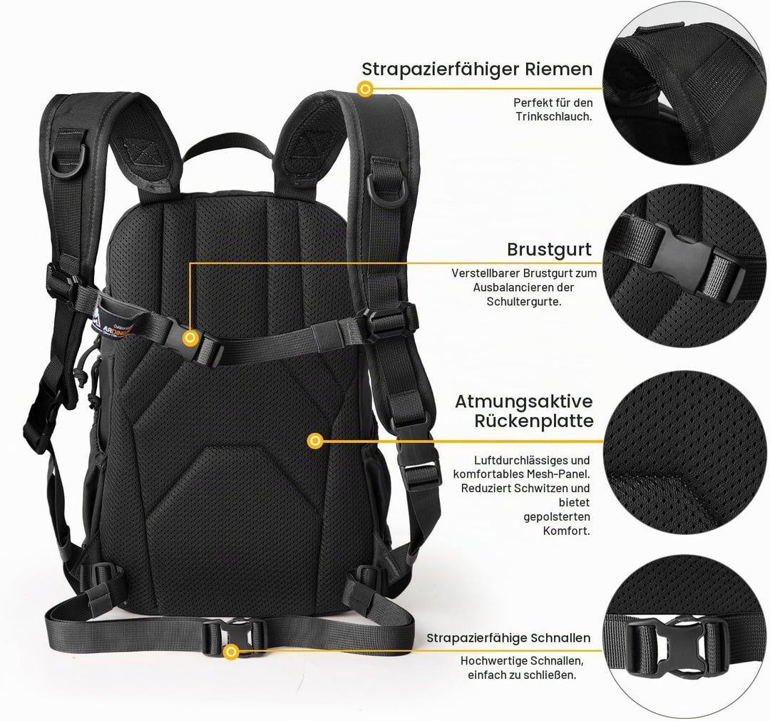 Mardingtop 15L Rucksack Herren Fahrradrucksack mit Helmnetz Wanderrucksack Klein Militär Backpack mi