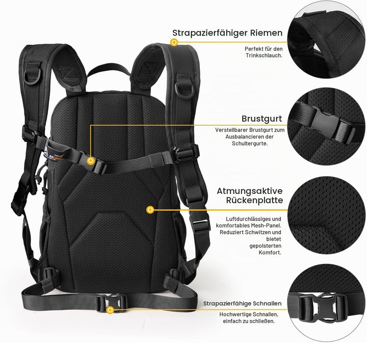 Mardingtop 15L Rucksack Herren Fahrradrucksack mit Helmnetz Wanderrucksack Klein Militär Backpack mi