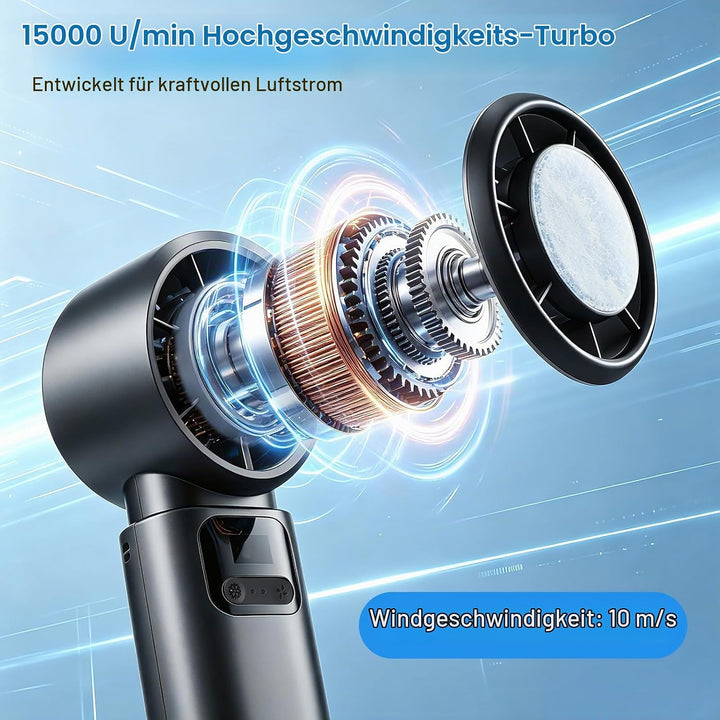 Kssvzz Tragbarer Handventilator mit Kühlplatte, Mini-Turboventilator | 15000 U/min, 1-100 Stufen, 60