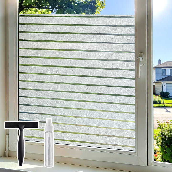 Lifetree Fensterfolie Streifen matt – UV-Schutz & Sichtschutz – selbstklebend statisch ohne Kleber –