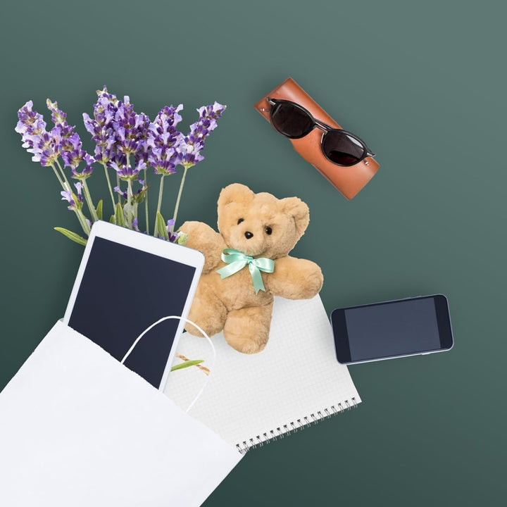 Switory 50 Stück Kraft Papiertüte mit Griffen, weisse Papiertüten mit Henkel, Geschenktüten für Part