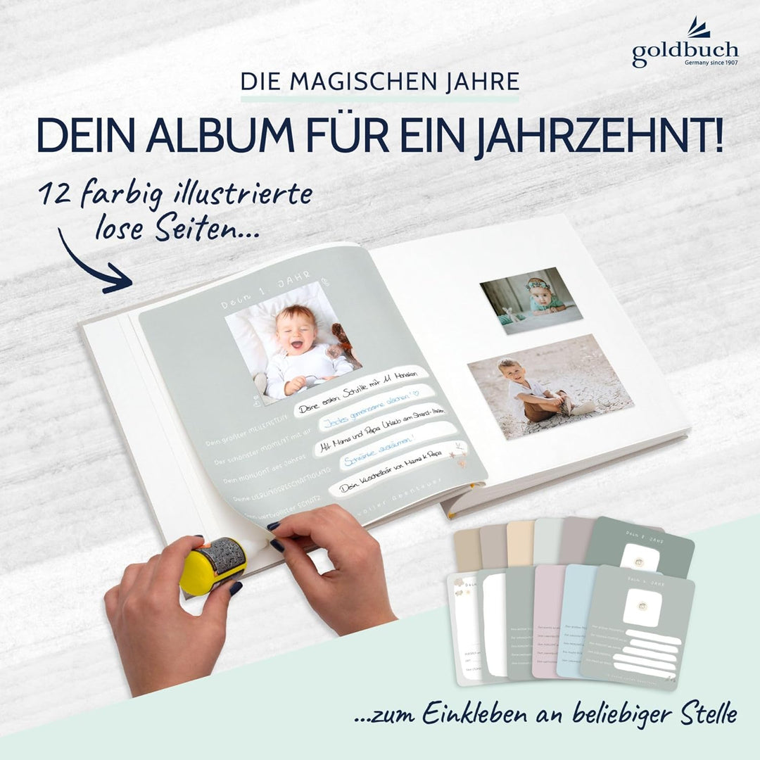 goldbuch 31 033 Fotoalbum Aus klein wird GROss, Fotobuch mit 100 weissen Seiten mit Pergamin Trennbl